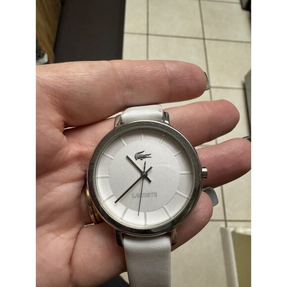 Lacoste LC.33.1.14.2349 Silver Dial Analog Watch With White Leather Strap & Stai - Picture 4 of 5